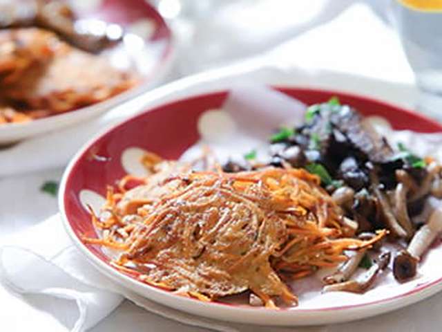 Foto Zoete aardappelkoekjes met paddenstoelen