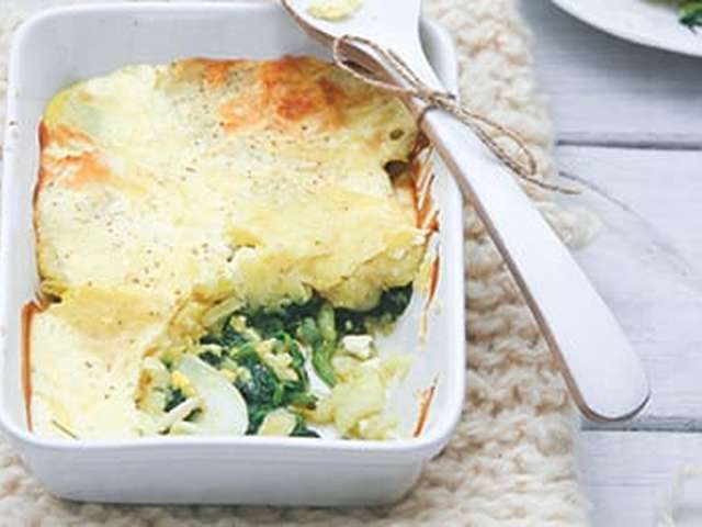 Foto Spinazie-aardappelschotel