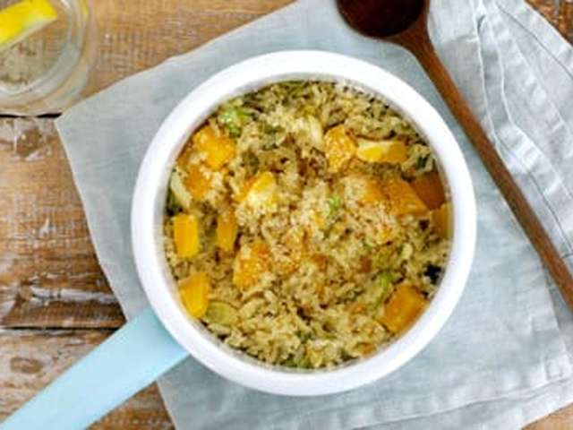 Foto Sinaasappelrijst met kip en broccoli