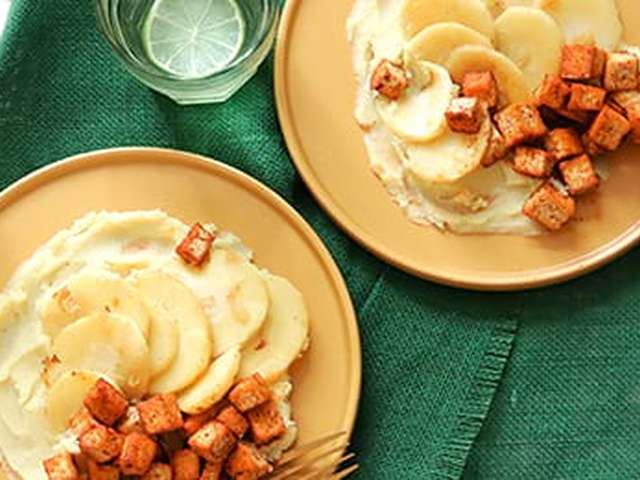 Foto Pastinaak met aardappelpuree en tofu