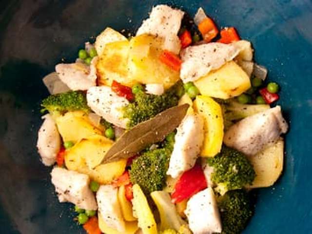 Foto Roerbakschotel met visfilet