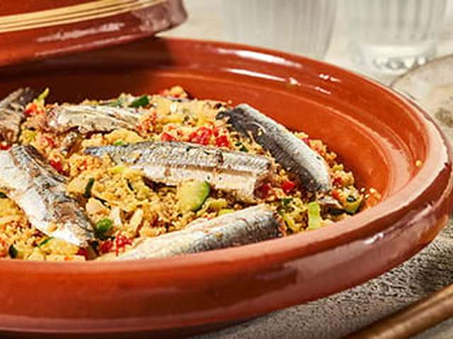 Foto Couscous met mediterrane groente en sardientjes