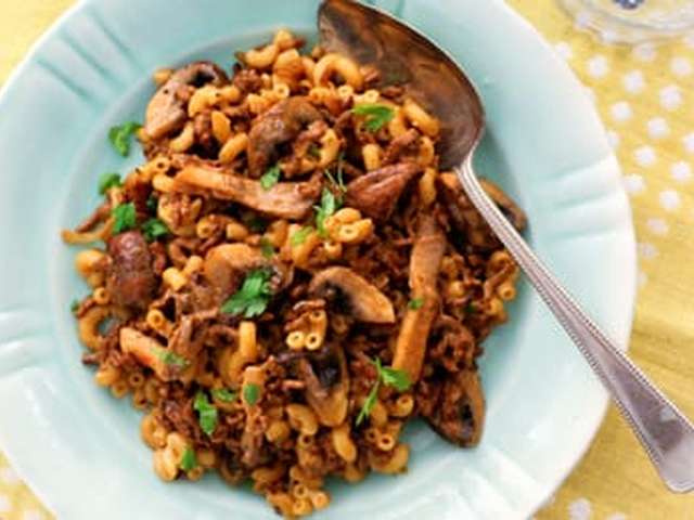 Foto Macaroni met paddenstoelen