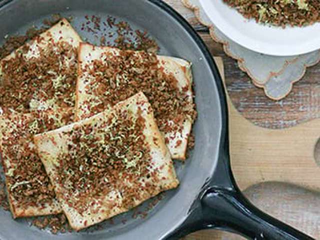 Foto Tofu met een bite