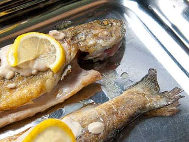 Foto Forel met gembersaus en gepofte aardappel