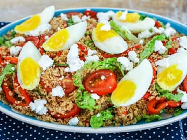 Foto Couscoussalade met paprika en geitenkaas