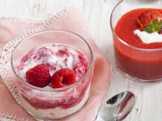 Foto Yoghurt met vanille en frambozen