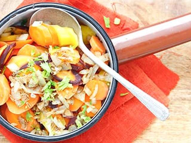 Foto Gekruide worteltjes met kabeljauw en couscous