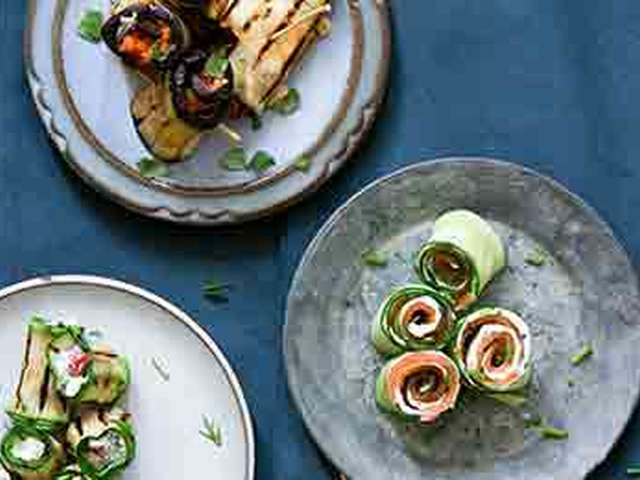 Foto Komkommerrolletjes met zalm