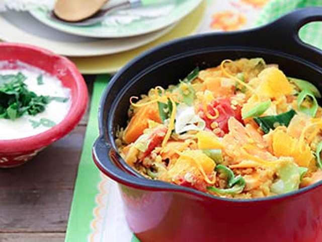 Foto Linzenstoofpot met pompoen