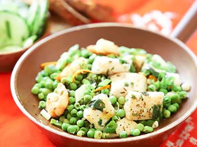 Foto Vis met doperwtjes