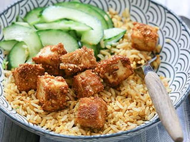 Foto Krokante tofublokjes