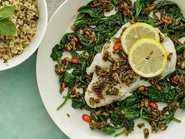 Foto Mahi met dukkah en geurige bulgur