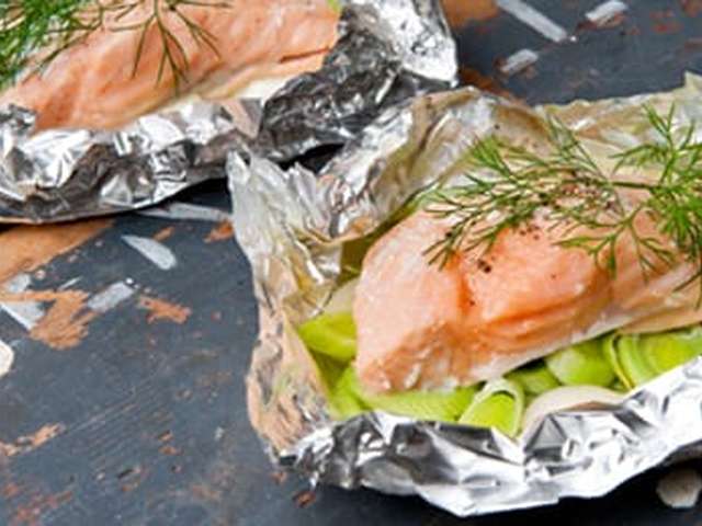 Foto Papillot met zalm en prei