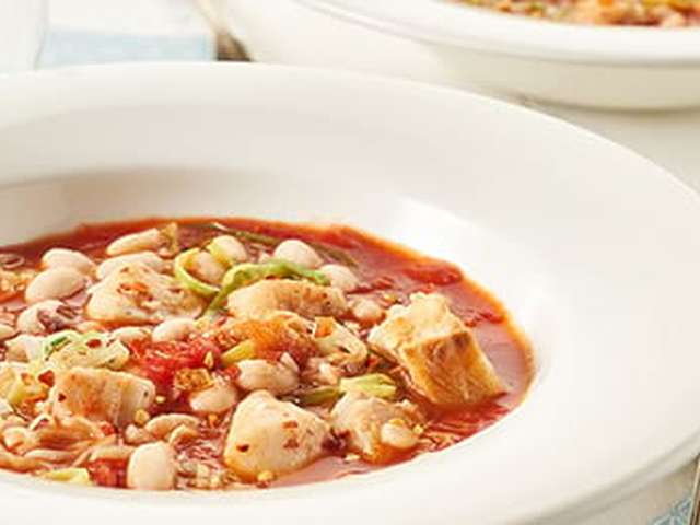 Foto Maaltijdsoep met witte bonen en vis