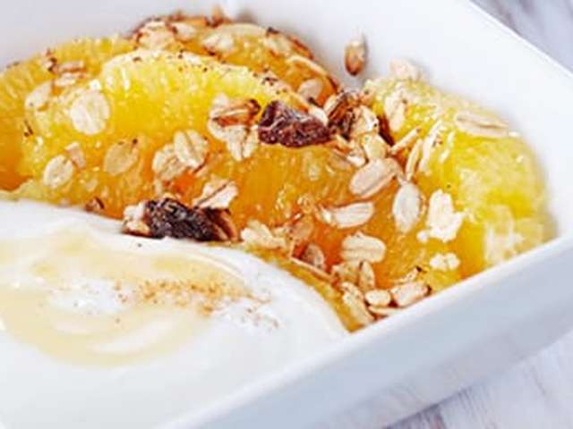 Foto Yoghurt met gegrilde sinaasappel