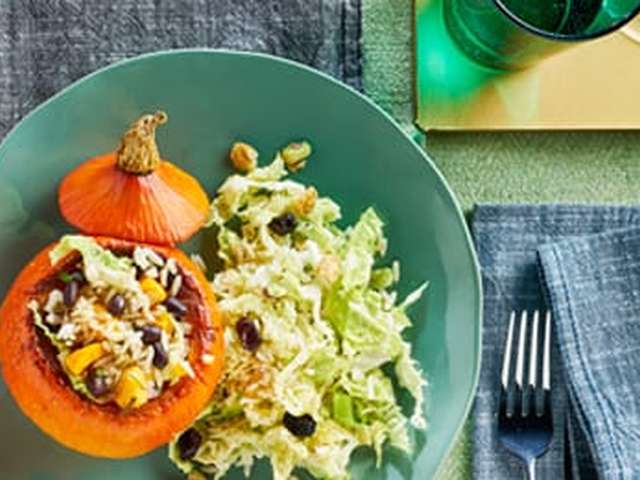 Foto Gevulde pompoentjes met koolsalade