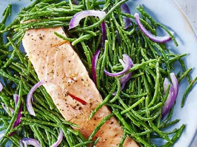 Foto Zeekraal met gestoofde zalm
